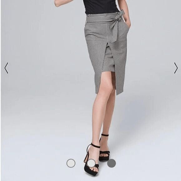 🖤🤍 WHITE HOUSE BLACK MARKET Gingham Pencil Skirt w/Removable Belt NWT SIZE 8 - Picture 2 of 16